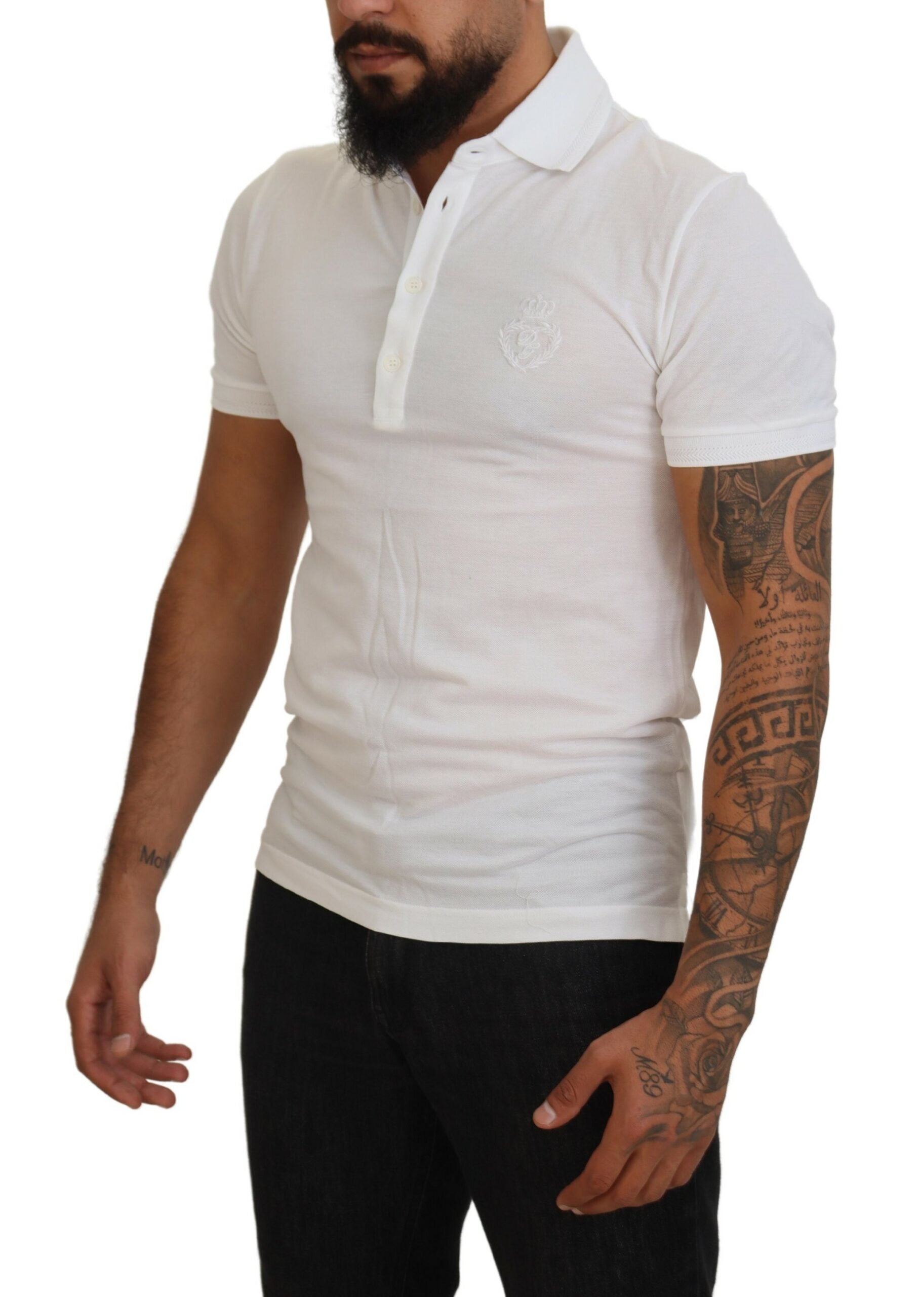 Dolce & Gabbana White Cotton Logo Short Sleeve Polo T-shirt -   -  Dolce & Gabbana. Dolce & Gabbana White Cotton Logo Short Sleeve Polo T-shirt -   -  Dolce & Gabbana.