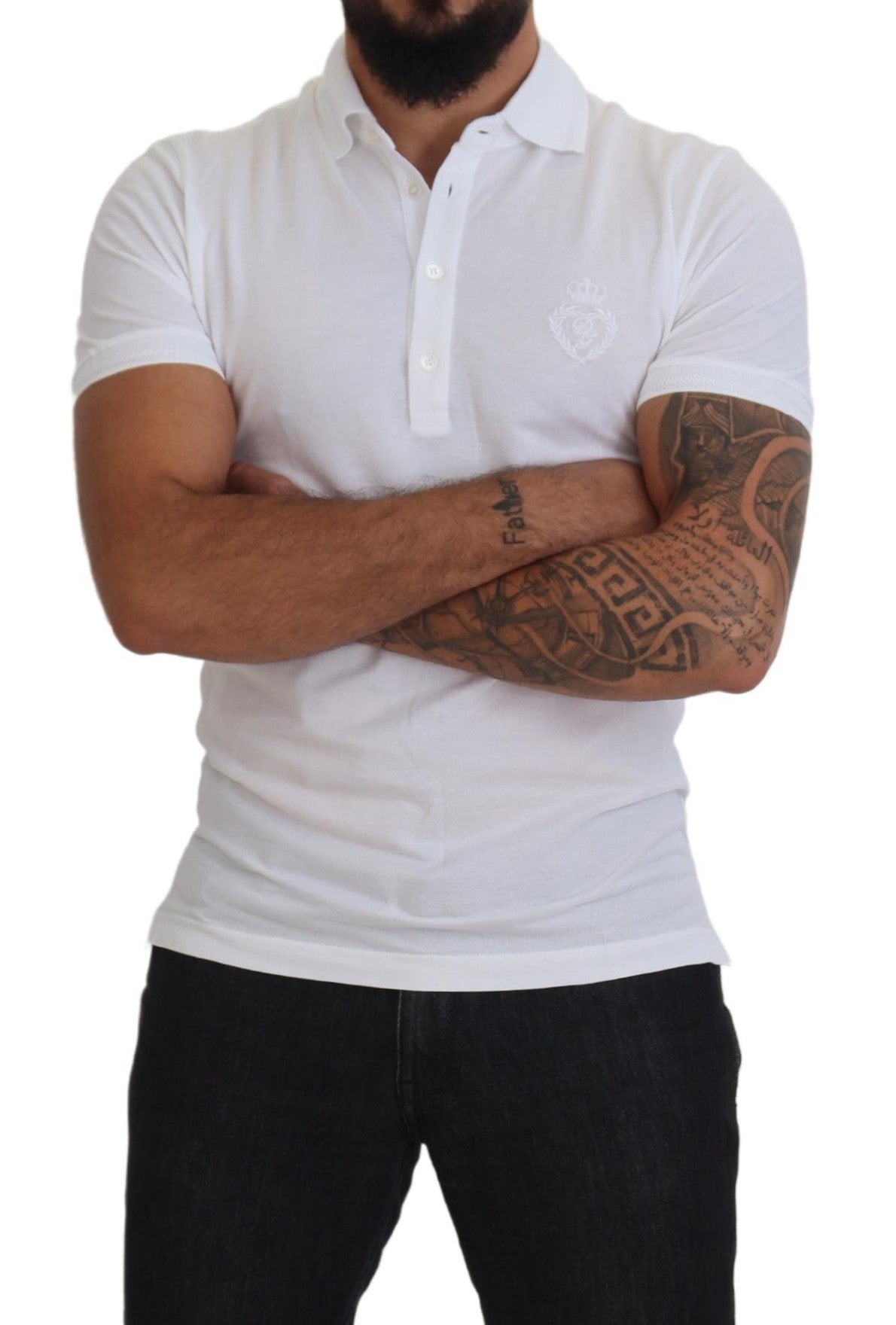 Dolce & Gabbana White Cotton Logo Short Sleeve Polo T-shirt -   -  Dolce & Gabbana. Dolce & Gabbana White Cotton Logo Short Sleeve Polo T-shirt -   -  Dolce & Gabbana.