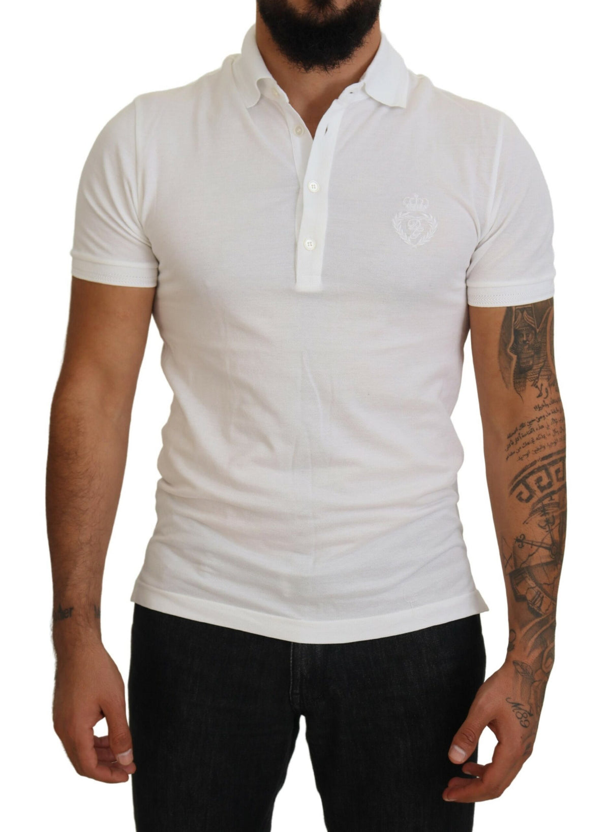 Dolce & Gabbana White Cotton Logo Short Sleeve Polo T-shirt -   -  Dolce & Gabbana.