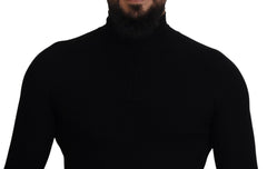 Dolce & Gabbana Black Half Zip Turtleneck Pullover Sweater -   -  Dolce & Gabbana.