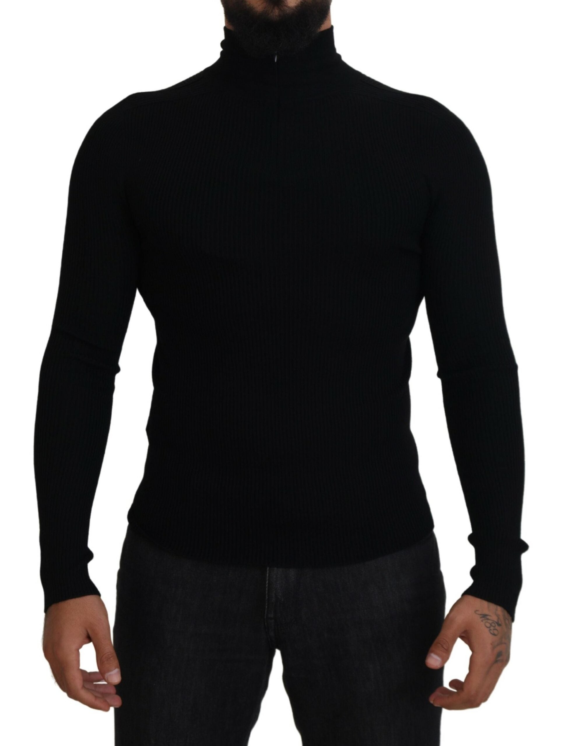Dolce & Gabbana Black Half Zip Turtleneck Pullover Sweater -   -  Dolce & Gabbana.