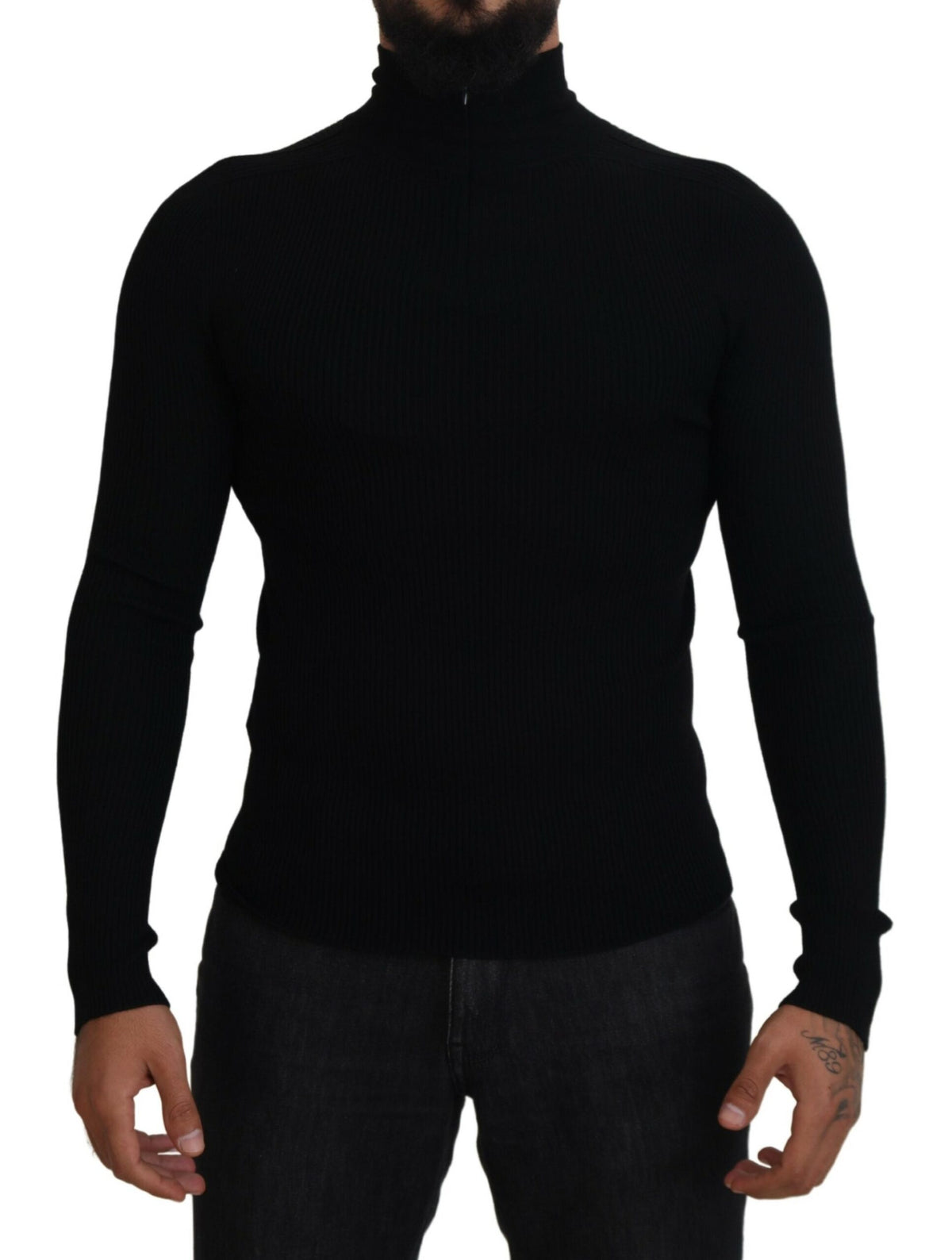 Dolce & Gabbana Black Half Zip Turtleneck Pullover Sweater -   -  Dolce & Gabbana.