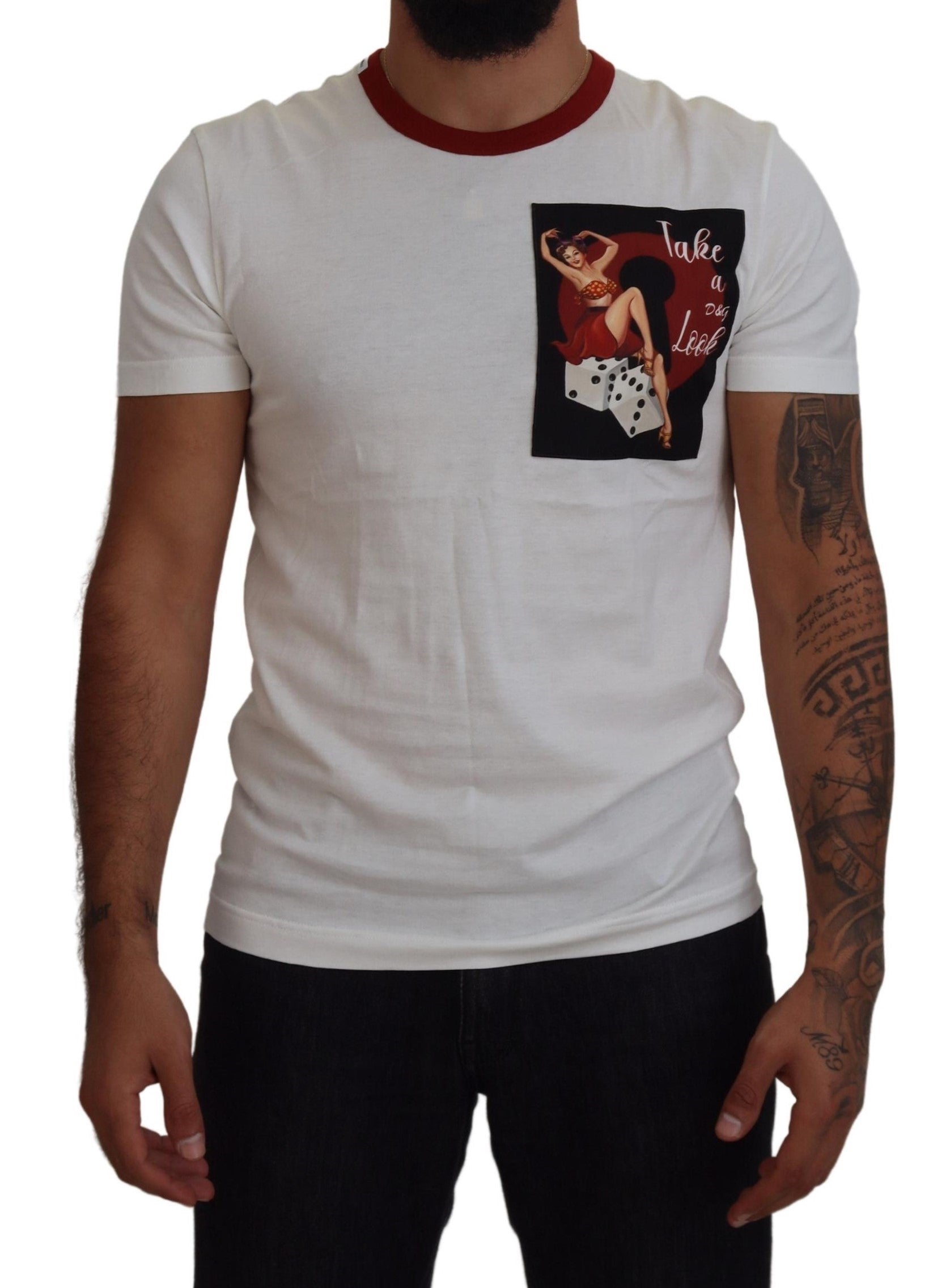 Dolce & Gabbana Cotton White Logo Print Crewneck T-shirt -   -  Dolce & Gabbana.