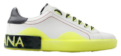 Dolce & Gabbana White Yellow Portofino Leather Sneakers Shoes -   -  Dolce & Gabbana.