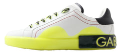Dolce & Gabbana White Yellow Portofino Leather Sneakers Shoes -   -  Dolce & Gabbana.
