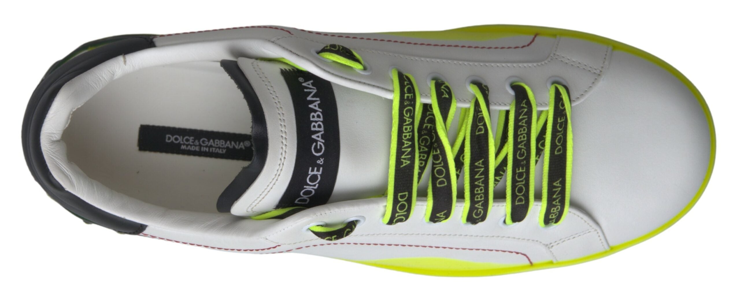 Dolce & Gabbana White Yellow Portofino Leather Sneakers Shoes -   -  Dolce & Gabbana. Dolce & Gabbana White Yellow Portofino Leather Sneakers Shoes -   -  Dolce & Gabbana.