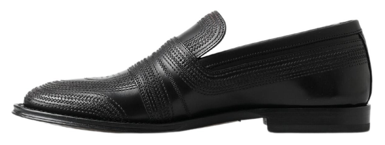 Dolce & Gabbana Black Leather Slipper Loafers Stitched Shoes -   -  Dolce & Gabbana. Dolce & Gabbana Black Leather Slipper Loafers Stitched Shoes -   -  Dolce & Gabbana.