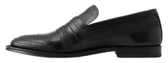 Dolce & Gabbana Black Leather Slipper Loafers Stitched Shoes -   -  Dolce & Gabbana.