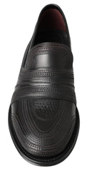 Dolce & Gabbana Black Leather Slipper Loafers Stitched Shoes -   -  Dolce & Gabbana.