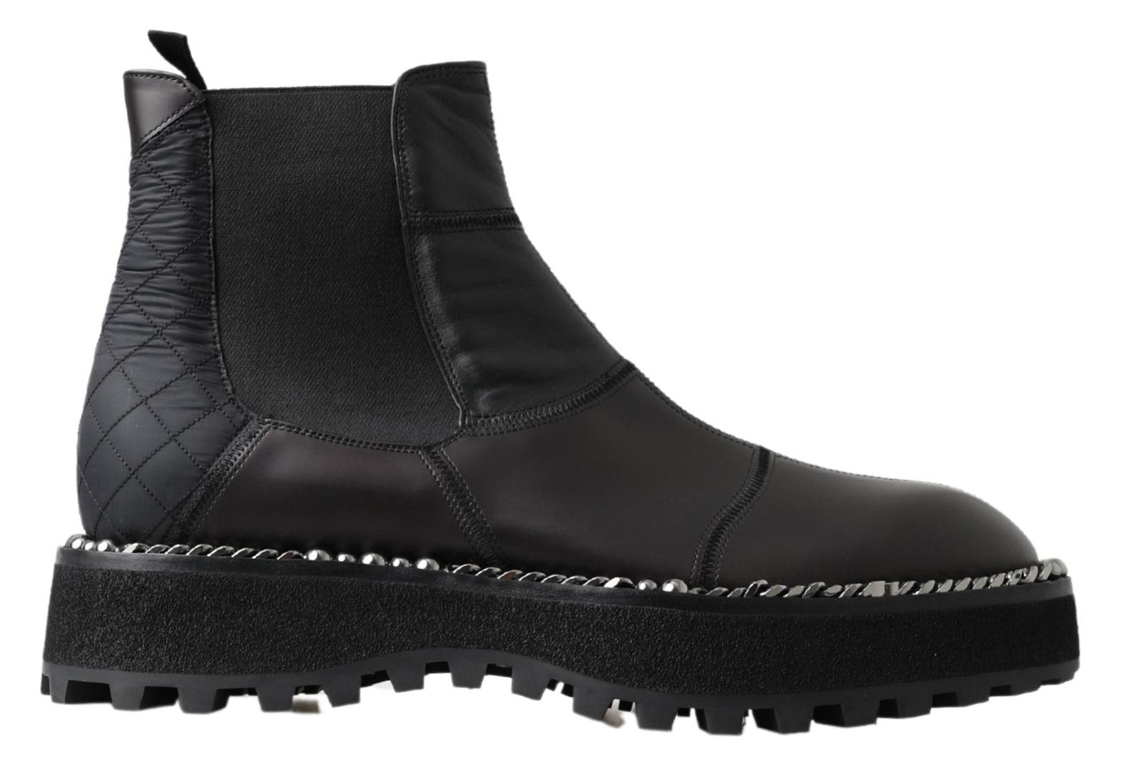 Dolce & Gabbana Black Leather Slip on Stretch Boots -   -  Dolce & Gabbana.