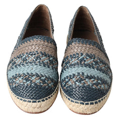 Dolce & Gabbana Blue Gray Leather Buffalo Espadrille Shoes -   -  Dolce & Gabbana.