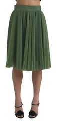 Dolce & Gabbana Metallic Green High Waist A-line Pleated Skirt -   -  Dolce & Gabbana.