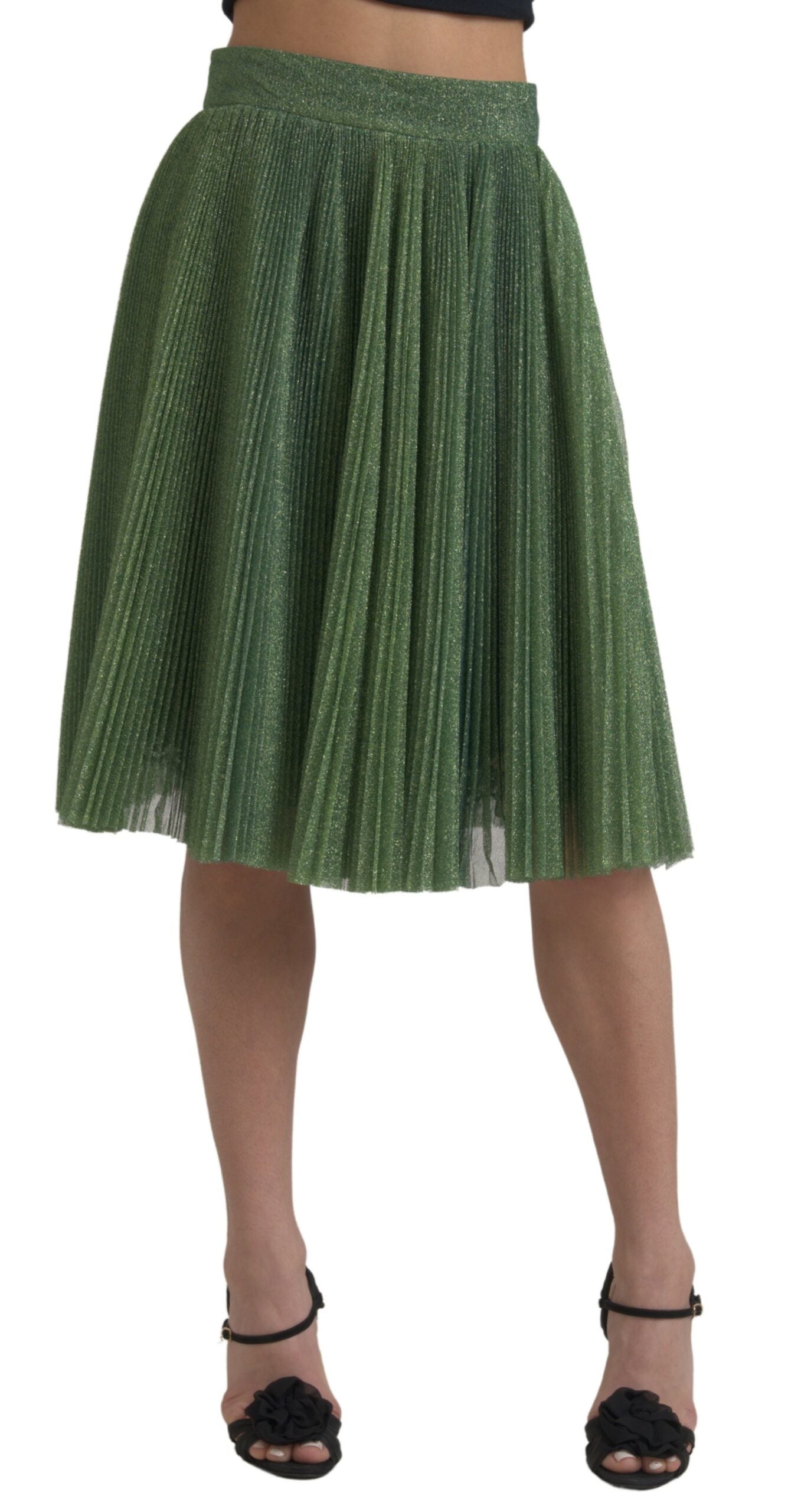 Dolce & Gabbana Metallic Green High Waist A-line Pleated Skirt -   -  Dolce & Gabbana. Dolce & Gabbana Metallic Green High Waist A-line Pleated Skirt -   -  Dolce & Gabbana.