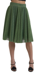 Dolce & Gabbana Metallic Green High Waist A-line Pleated Skirt -   -  Dolce & Gabbana.