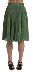 Dolce & Gabbana Metallic Green High Waist A-line Pleated Skirt -   -  Dolce & Gabbana.
