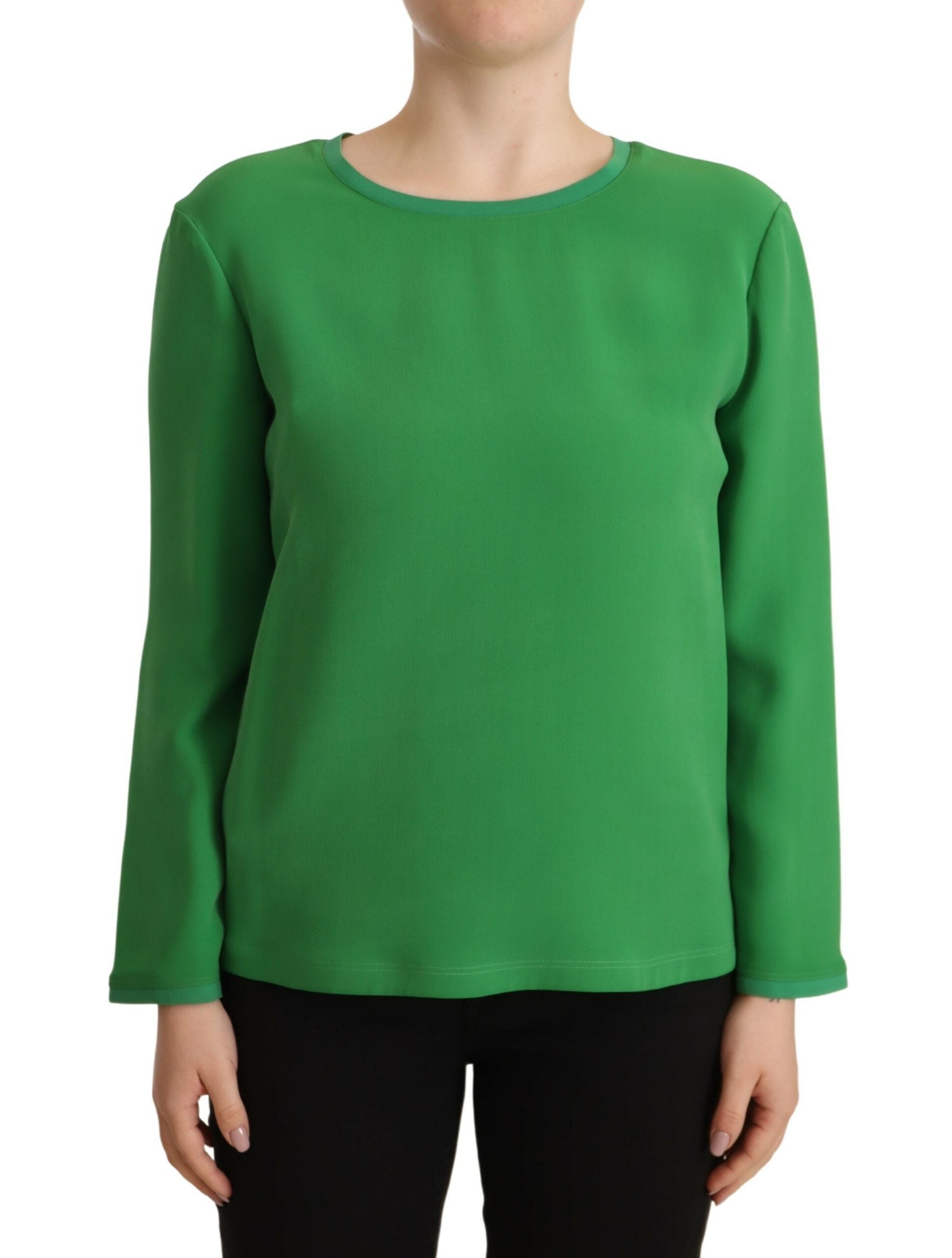 Armani Green Silk Long Sleeves Round Neck Sweater -   -  Armani.