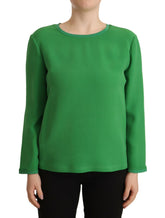 Armani Green Silk Long Sleeves Round Neck Sweater -   -  Armani.