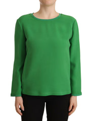 Armani Green Silk Long Sleeves Round Neck Sweater -   -  Armani.