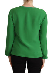 Armani Green Silk Long Sleeves Round Neck Sweater -   -  Armani.