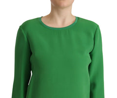Armani Green Silk Long Sleeves Round Neck Sweater -   -  Armani.