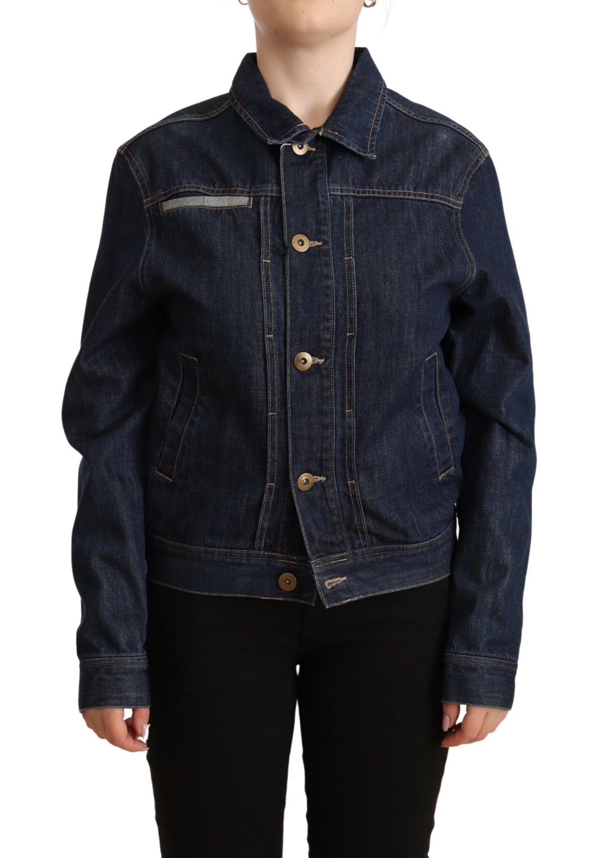 Master Coat Dark Blue Button Down Long Sleeves Denim Jacket -   -  Master Coat.