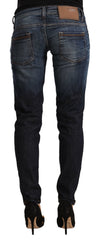Acht Blue Washed Cotton Low Waist Skinny Denim Jeans -   -  Acht.