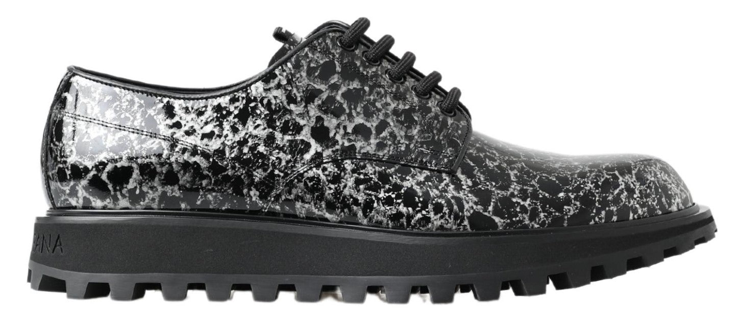 Dolce & Gabbana Black White Derby Patent Leather Shoes -   -  Dolce & Gabbana.