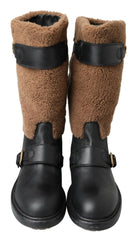 Dolce & Gabbana Black Leather Brown Shearling Boots -   -  Dolce & Gabbana.