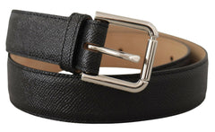 Dolce & Gabbana Black Calf Leather Brown Backend Metal Buckle Belt -   -  Dolce & Gabbana.