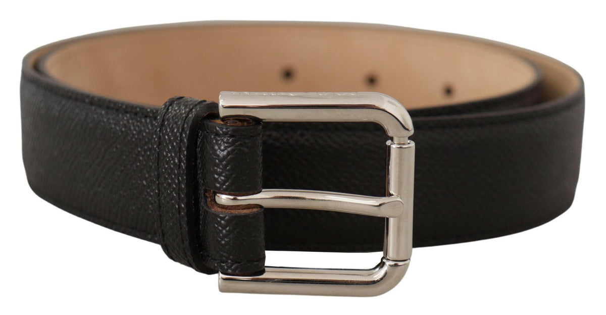 Dolce & Gabbana Black Calf Leather Brown Backend Metal Buckle Belt -   -  Dolce & Gabbana.