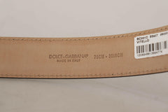 Dolce & Gabbana Black Calf Leather Brown Backend Metal Buckle Belt -   -  Dolce & Gabbana.