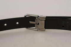 Dolce & Gabbana Black Calf Leather Perforated Metal Buckle Belt -   -  Dolce & Gabbana.