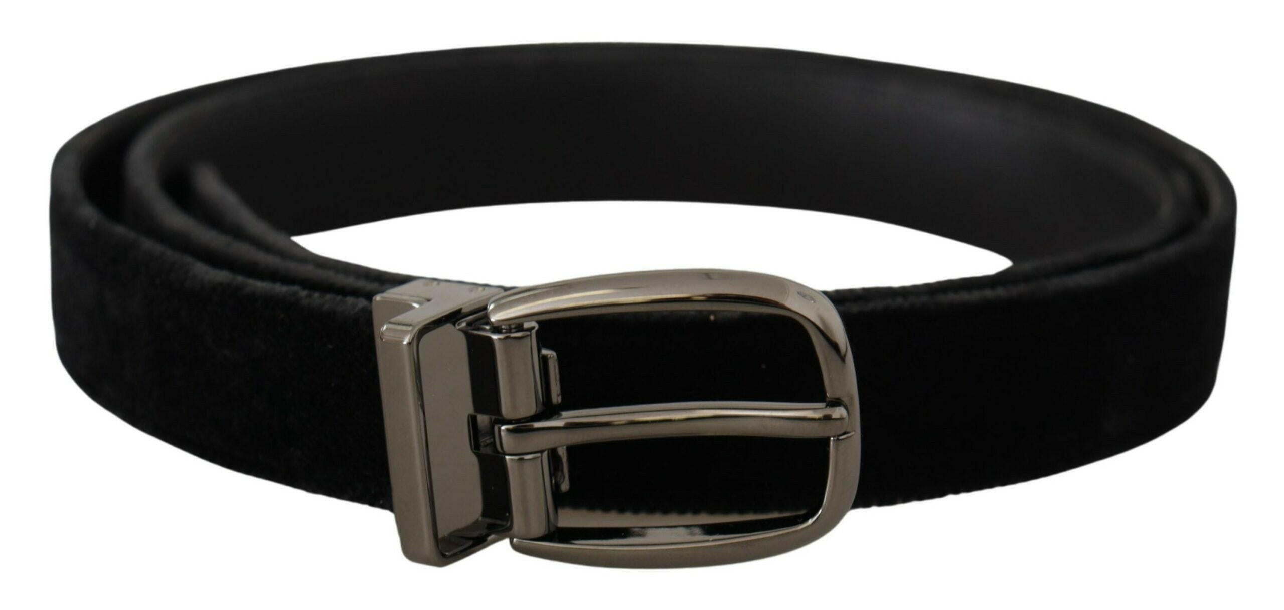 Dolce & Gabbana Black Velvet Classic Logo Engraved Metal Belt -   -  Dolce & Gabbana.