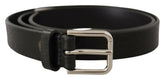 Dolce & Gabbana Black Calf Leather Silver Tone Logo Metal Buckle Belt -   -  Dolce & Gabbana.