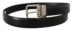 Dolce & Gabbana Black Calf Leather Logo Engraved Metal Buckle Belt -   -  Dolce & Gabbana.