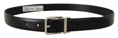 Dolce & Gabbana Black Calf Leather Logo Engraved Metal Buckle Belt -   -  Dolce & Gabbana.