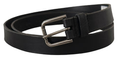 Dolce & Gabbana Black Calf Leather Logo Engraved Metal Buckle Belt -   -  Dolce & Gabbana.