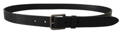 Dolce & Gabbana Black Calf Leather Logo Engraved Metal Buckle Belt -   -  Dolce & Gabbana.