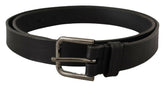 Dolce & Gabbana Black Calf Leather Logo Engraved Metal Buckle Belt -   -  Dolce & Gabbana.