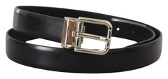 Dolce & Gabbana Black Calf Leather Classic Logo Metal Buckle Belt -   -  Dolce & Gabbana.