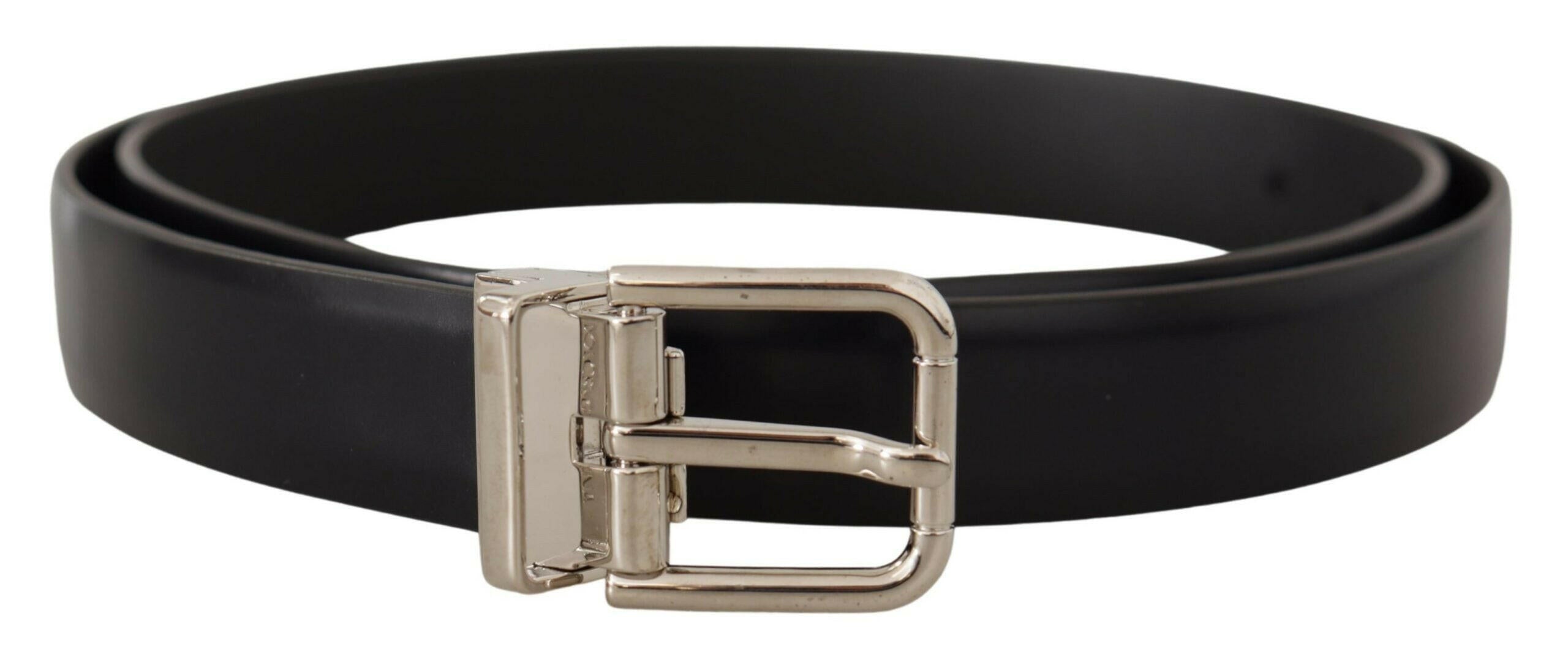 Dolce & Gabbana Black Calf Leather Classic Logo Metal Buckle Belt -   -  Dolce & Gabbana.