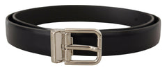 Dolce & Gabbana Black Calf Leather Classic Logo Metal Buckle Belt -   -  Dolce & Gabbana.