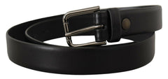 Dolce & Gabbana Black Calf Leather Classic Logo Metal Buckle Belt -   -  Dolce & Gabbana.