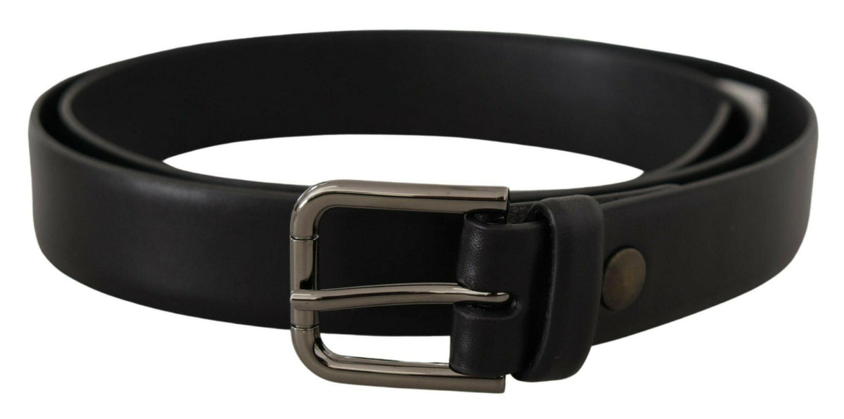 Dolce & Gabbana Black Calf Leather Classic Logo Metal Buckle Belt -   -  Dolce & Gabbana.