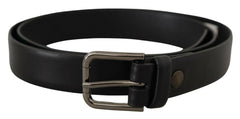 Dolce & Gabbana Black Calf Leather Classic Logo Metal Buckle Belt -   -  Dolce & Gabbana.