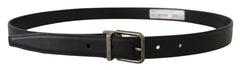 Dolce & Gabbana Black Plain Leather Vintage Logo Metal Buckle Belt -   -  Dolce & Gabbana.