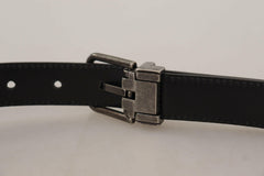 Dolce & Gabbana Black Plain Leather Vintage Logo Metal Buckle Belt -   -  Dolce & Gabbana.