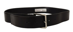 Dolce & Gabbana Black Calf Leather Logo Engraved Metal Buckle Belt -   -  Dolce & Gabbana.