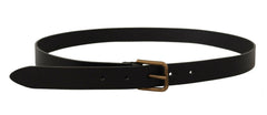 Dolce & Gabbana Black Calf Leather Brass Logo Engraved Buckle Belt -   -  Dolce & Gabbana.