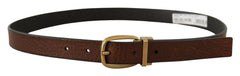 Dolce & Gabbana Brown Leather Classic Vintage Metal Buckle Belt -   -  Dolce & Gabbana.